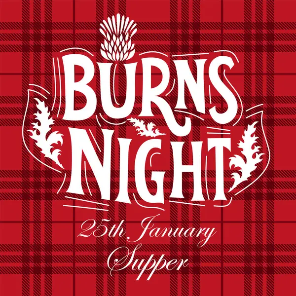 Burns Night Supper Card Thistle Tartan Background Vector Graphics