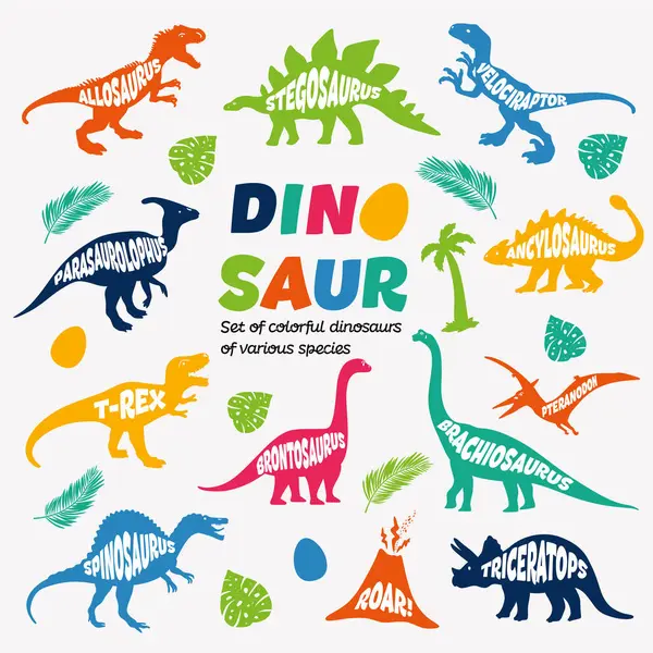 Patrón Sin Costuras Dinosaurios Dinosaurios Vectores Dibujados Mano Con Vista Vector de stock