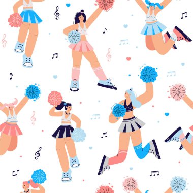 Ponpon kız dansçıları vektör illüstrasyonunu izole ettiler.