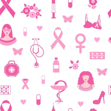 Göğüs kanseri kusursuz desenli pembe kurdeleli farkındalık. Ekim, Göğüs Kanseri Farkındalığı Ayı.