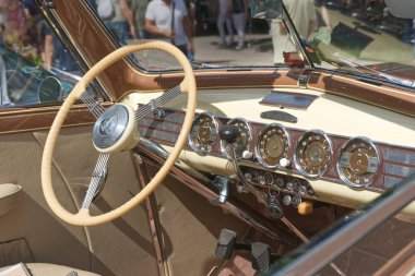 Packard 1604 Super Eight from 1938 produced in Switzerland. View of the passenger compartment. 47. International Oldtimer-Meeting 2024 in Baden-Baden, Germany.  clipart