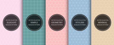 Basit renksiz geometrik ızgara desenleri seti. Vektör süslemeleri, tekrarlanabilir zarif arka planlar. Sonsuz minimalist baskılar.