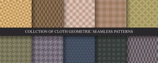 Sammlung Von Vektorfarben Nahtloser Geometrischer Muster Modische Stoffendlosdrucke Wiederholbare Gewebestrukturen — Stockvektor