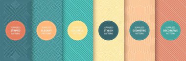 Vektörsüz geometrik desenlerin toplanması. Çizgili renkli arka planlar. Zarif doğrusal dokular. Bitmek bilmeyen sıradışı baskılar.