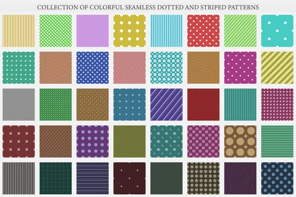 Collection Vector Colorful Geometric Seamless Patterns Simple Dotted Striped Textures — Stockvektor