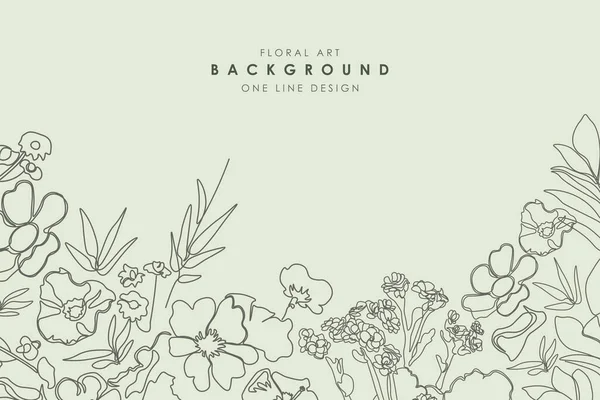 Beautiful Floral Vector Hand Drawn Background One Line Art Design — Image vectorielle