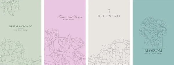 Ensemble Belles Couvertures Florales Délicates Modèles Pancartes Brochures Bannières Dépliants — Image vectorielle