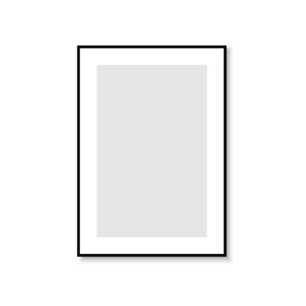Realistic Vector Frame Black Border Shadow Isolated White Background Minimalistic — Stock Vector