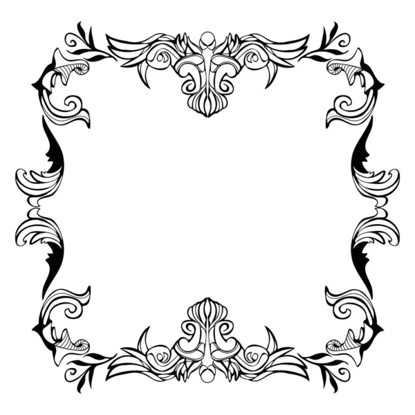 Vector Ornamental Hand Drawn Frame Gothic Design Floral Art Vintage — Vettoriale Stock