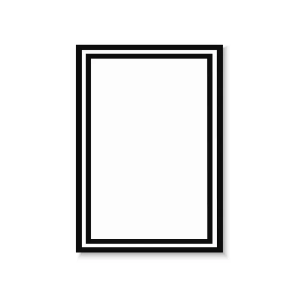 黒い枠と影を持つ現実的なベクトルフレーム 白い背景に隔離されている 最小限の幾何学的デザイン コンテンツのスペースを空にします モックアップ テンプレート ポスター カードなどの使用ができます — ストックベクタ