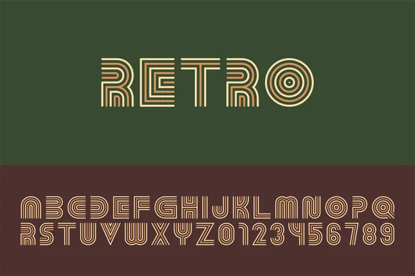 Modern Creative Minimalistic Striped Font Gaya Vintage Abjad Vektor Trendy - Stok Vektor