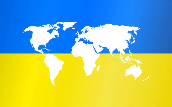 Vektor Világtérkép Izolált Ukrán Zászló Háttér Ellenállás Koncepció Harc Demokráciáért — Stock Vector