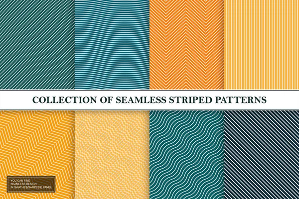 Collection Bright Colorful Seamless Striped Patterns Wave Zigzag Line Textures — Stock Vector