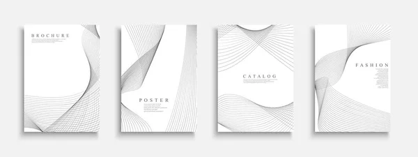 Ensemble Couvertures Rayures Abstraites Blanches Modèles Arrière Plans Affiches Brochures — Image vectorielle
