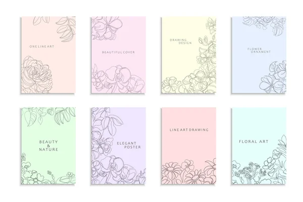 Collection Delicate Floral Covers Templates Placards Brochures Banners Flyers Etc — Stock Vector