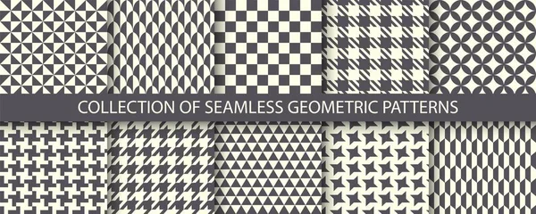 单色无缝几何图案的集合 流行的布纹层次分明 可重复的不同寻常的简单背景 — 图库矢量图片