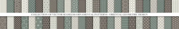 Koleksi Pola Vektor Ornamental Mulus Warna Latar Belakang Oriental Yang - Stok Vektor