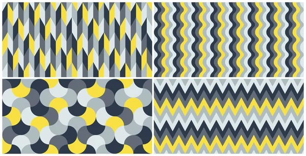Set Von Nahtlosen Dekorativen Bunten Mustern Vektorgeometrische Mosaikhintergründe Endlos Wiederholbare — Stockvektor