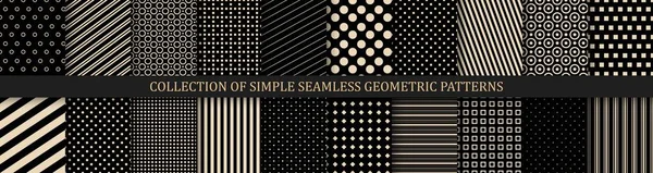 Coleção Vetores Padrões Geométricos Sem Costura Texturas Listradas Pontilhadas Simples — Vetor de Stock