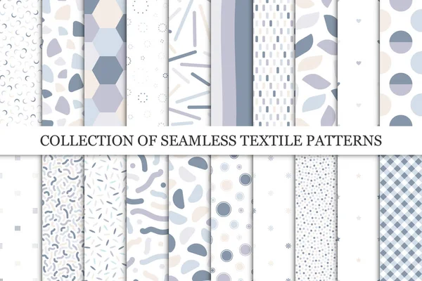 Kolekcja Wektorowych Bezszwowych Kolorowych Wzorów Modny Delikatny Projekt Tekstylny Zwykłe — Wektor stockowy