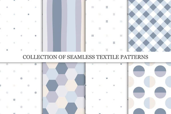 Kolekce Vektorových Bezešvých Barevných Vzorů Moderní Jemný Textilní Design Jednoduché — Stockový vektor
