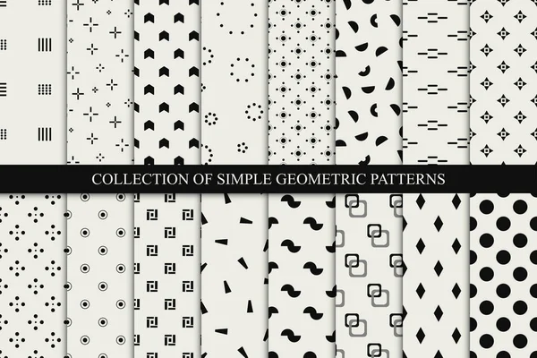 Collection Motifs Géométriques Sans Couture Monochrome Milieux Minimalistes Répétables Textures — Image vectorielle