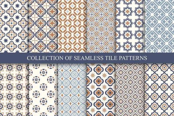 Collection Motifs Géométriques Sans Couture Vectoriels Élégants Textures Tuiles Couleur — Image vectorielle
