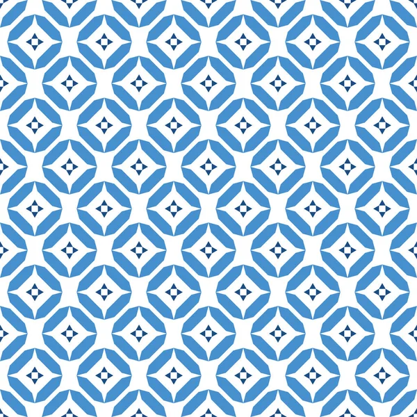 Patrón Geométrico Ornamental Sin Costura Vectorial Textura Azulejo Azul Blanco — Vector de stock