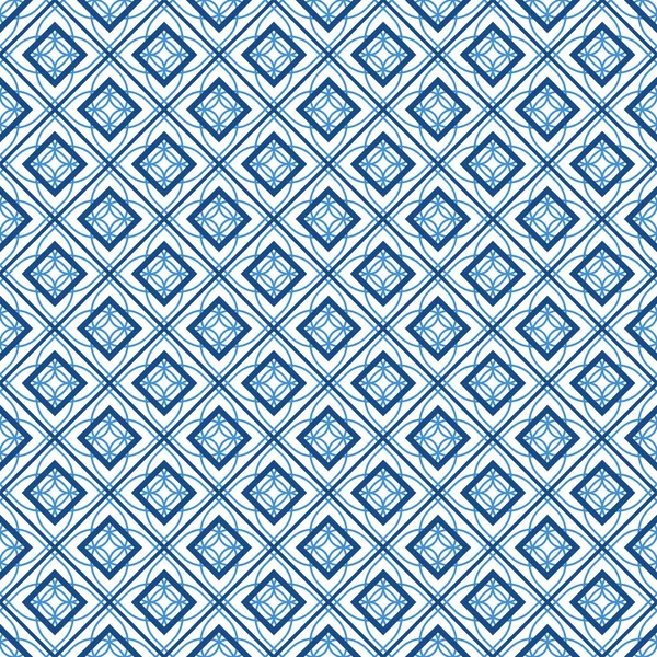 Vector Naadloze Ornamentele Geometrische Patroon Blauw Wit Tegel Textuur Creatieve — Stockvector