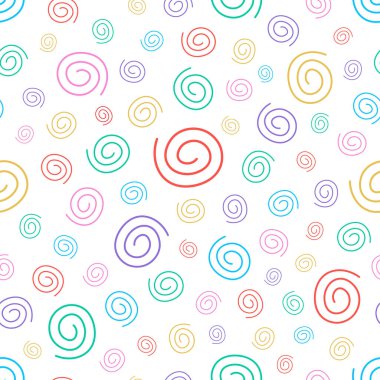 Vektör dikişsiz kıvırcık desen - renkli tasarım. Zeki çocuklar arka plan çiziyor. Sevimli tekstil sonu olmayan baskı.