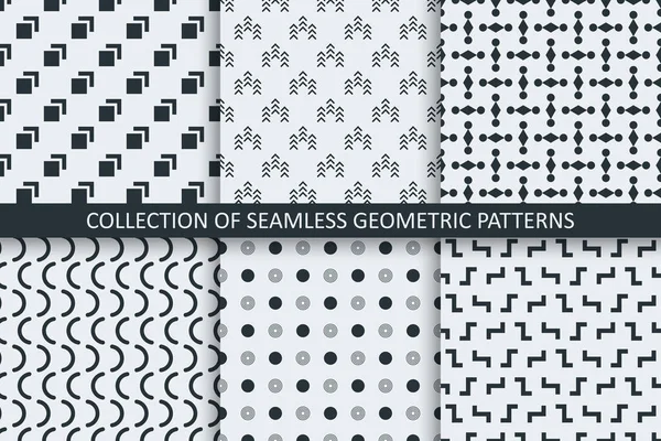 Sammlung Einfacher Nahtloser Stilvoller Muster Minimalistische Endlose Schwarze Und Weiße — Stockvektor