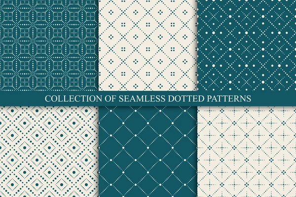 Set Ornamental Seamless Dotted Patterns Color Geometric Elegant Backgrounds Minimalistic — Stockový vektor