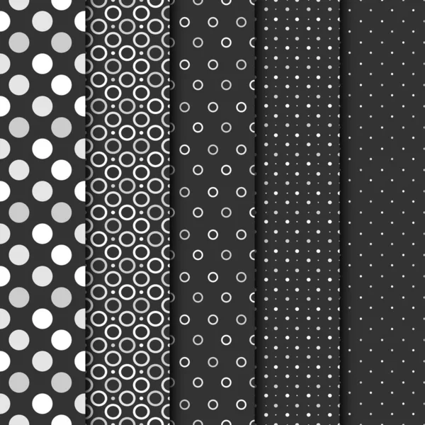 Vector Seamless Patterns Circles Dots White Grey Texture — Stock Vector