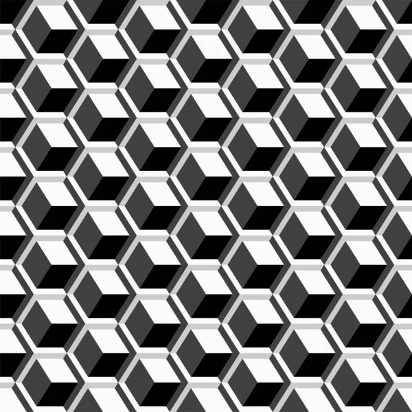 Vector Seamless Geometric Pattern Monochrome Cubes Repeatable Background Decorative Black — Stock Vector