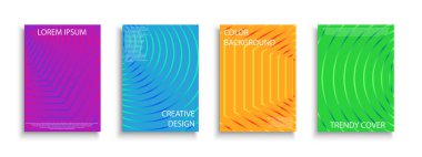 Renkli vektör çizgili kapaklar, şablonlar, posterler, pankartlar, broşürler, afişler, el ilanları vs. Çağdaş geometrik parlak arka planlar. Dijital canlı tasarım.