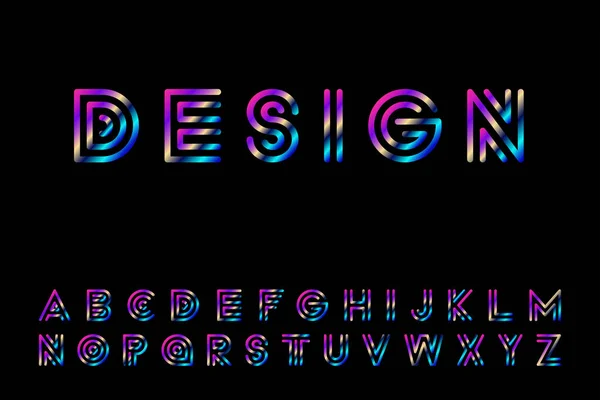 Gradient Striped Font Retro Fashion Style 90S English Colorful Vector — Stock Vector
