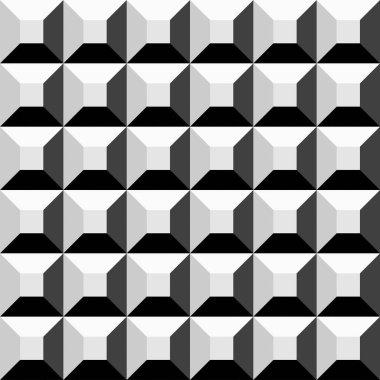 Tek renkli, dikişsiz geometrik küp deseni. Tekrarlanabilir siyah beyaz arka plan. Dekoratif sonsuz 3d dokusu.