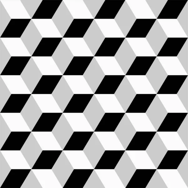 Vector Naadloos Geometrisch Patroon Monochrome Kubussen Herhaalbare Achtergrond Decoratieve Zwart — Stockvector