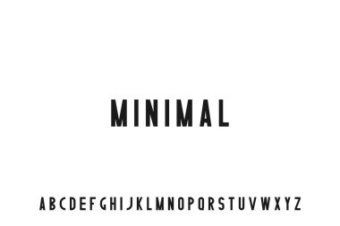 Minimalist stil modern yazı tipi. Vektör İngiliz alfabesi. Modern yaratıcı siyah tasarım. Latince harfler.