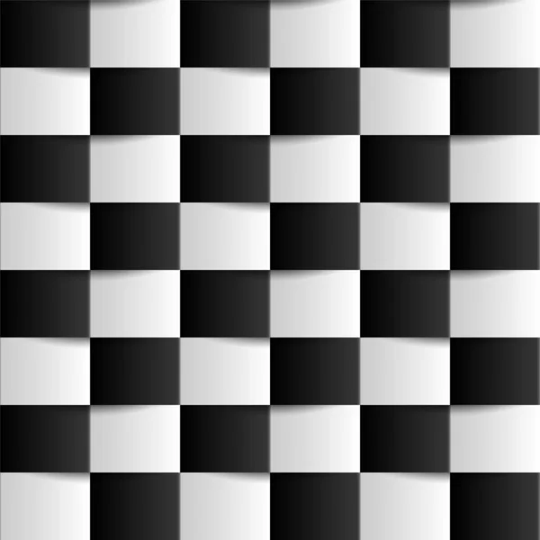 バックとホワイトシームレスな幾何学チェッカーパターン モノクロの繰り返し可能な正方形の視覚錯覚の背景 装飾的なエンドレス3Dテクスチャ — ストックベクタ