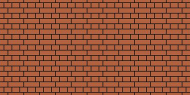Tuğla duvar pürüzsüz desen. Bitmek bilmeyen basit mimari arka plan. Kırmızı geometrik tekrarlanabilir tuğla dokusu.