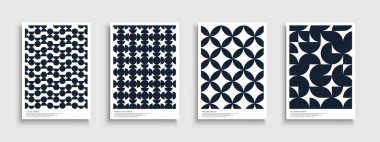 Soyut geometrik kapaklar, şablonlar, pankartlar, broşürler, afişler, arka planlar vs. Yaratıcı desenli modern posterler, kartlar, kataloglar. Beyaz üzerinde güzel koyu mavi grafik baskılar.