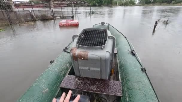 Inondations Dans Ville Kherson Suite Explosion Barrage Sur Rivière Dnipro — Video