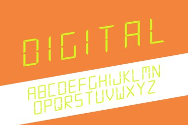 Dijital minimalist yazı tipi. Parlak stil İngiliz alfabesi. Çağdaş trend tasarımı.