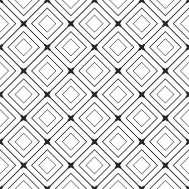 Vektörsüz süs geometrik desen - zarif siyah ve beyaz tasarım. Monokrom tekrarlanabilir kiremit arkaplan, simetrik kare baskı.