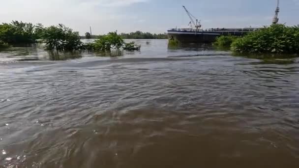Flooding Kherson Town Result Explosion Dam Dnipro River City Novaya — Stock Video