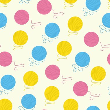 Vektör dikişsiz iplik topları deseni - renkli funky tasarımı. Yaratıcı tekrarlanabilir parlak arkaplan.