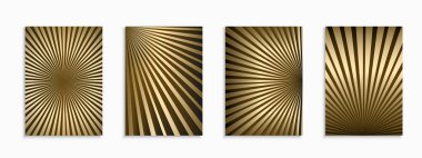 Altın renkli, çizgili afişler, şablonlar, pankartlar, broşürler, afişler, arka planlar, el ilanları ve benzeri şeylerin koleksiyonu. Parlak altın sarısı örtüler. Zengin yaratıcı tasarım.