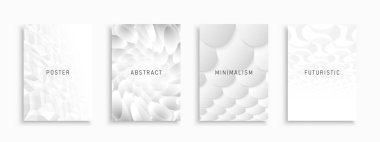 Beyaz vektör fütüristik şablon koleksiyonu, posterler, afişler, broşürler, afişler, el ilanları, arka planlar vs. Çağdaş soyut kapaklar - geometrik asgari kopya alanı tasarımı.