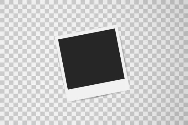 Şeffaf arkaplanda izole edilmiş gerçekçi eski fotoğraf çerçevesi. Vntage polaroid kart vektörü illüstrasyonu.